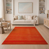Bold Orange Horizontal Stripe Area Rug