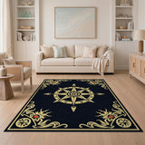 Ornate Golden Compass Rose Area Rug