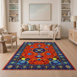 Multi-color and Patterns Traditional Persian Vibrant Red Persian Medallion Area Rug