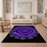 Purple Hypnotic Spiral Mandala Area Rug