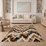 Heritage Tribal Zigzag Brown Tan Area Rug