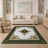 Ornate Gold Sunburst Medallion Area Rug