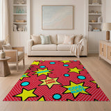 Comic Explosion Stars Polka Dot Kids Rug
