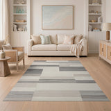 Modern Grey Geometric Block No. 6 Area Rug