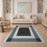 Black White Nested Geometric Area Rug