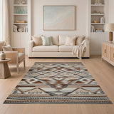 Southwestern Brown Tan Geometric Area Rug
