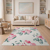 Blush Pink Floral Swirl Area Rug
