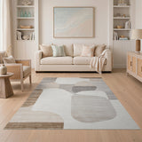 Modern Geometric Abstract Beige Neutral Area Rug