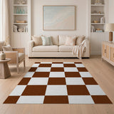 Rustic Brown Checkered Area Rug