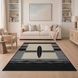 Grey Surfboard Silhouette Coastal Rug
