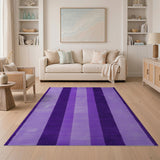 Purple Vertical Stripe Shag Area Rug