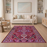 Traditional Persian Vibrant Red Persian Geometric Area Rug
