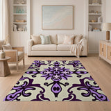 Elegant Purple Damask Floral Floral Vintage Area Rug