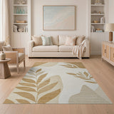 Abstract Beige Leaf Area Rug