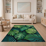 Boho Chic Lush Monstera Leaf Area Rug