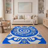 Intricate Blue Persian Swirl Area Rug