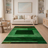 Modern Green Geometric Block Area Rug