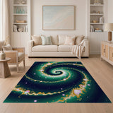 Mystic Teal Spiral Gold Ornament Area Rug