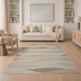 Beige and Neutral Abstract Area Wavy Beige Neutral Abstract Area Rug