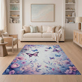 ODIKA Washable Butterfly Floral Area Rug