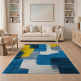 Multi-color and Patterns Abstract Geometric Blue Yellow Area Rug