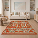 Orange Southwestern Geometric Medallion Rug