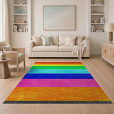 Multi-color and Patterns Vibrant Rainbow Stripe Area Rug