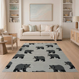 Cute Grey Bear Pattern Area Rug