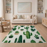 Vibrant Green Cactus Succulent Area Rug
