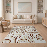 Abstract Area Swirling Beige Abstract Area Rug