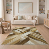 Beige Brushstroke Abstract Area Rug