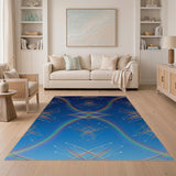 Rainbow Airplane Trails Abstract Area Rug