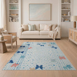Whimsical Butterfly Bow Polka Dot Area Rug