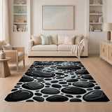Black Pebble River Stream Area Rug