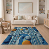 Futuristic Blue Cityscape Area Rug
