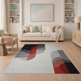 ODIKA Modern Abstract Geometric Washable Area Rug - Red & Black Non-Slip Low Pile Rug