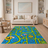 Whimsical Kids Maze Cartoon Area Rug