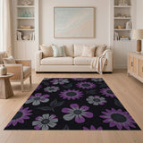 Purple Sunflower Floral Area Rug