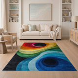 Multi-color and Patterns Vibrant Concentric Circles Multi-Color Area Rug