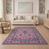 Multi-color and Patterns Blush Pink Teal Floral Persian Area Rug