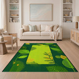 Vibrant Green Leaf Foliage Area Rug
