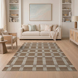 Brown and Tan Rustic Brown Tan Plaid Check Area Rug