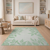 Green Botanical Leaves Area Rug