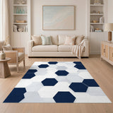 Geometric Modern Navy Hexagon Geometric Area Rug