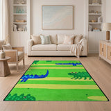 Playful Cartoon Dino March Kids Rug