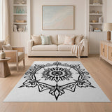 Black and White Traditional Persian Ornate Black White Persian Mandala Rug