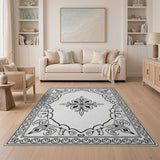 Ornate Black White Persian No. 9 Area Rug