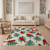 Red Cardinals on Fir Branches Area Rug