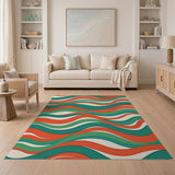 Multi-color and Patterns Abstract Area Vibrant Wavy Abstract Area Rug