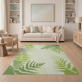 Green Lush Green Fern Area Rug